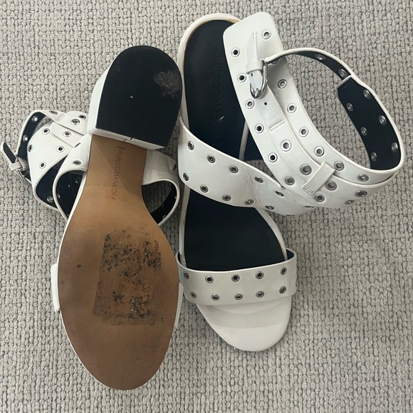 Rebecca Minkoff Carter White Studded Block Heel Sandals - Picture 9 of 9